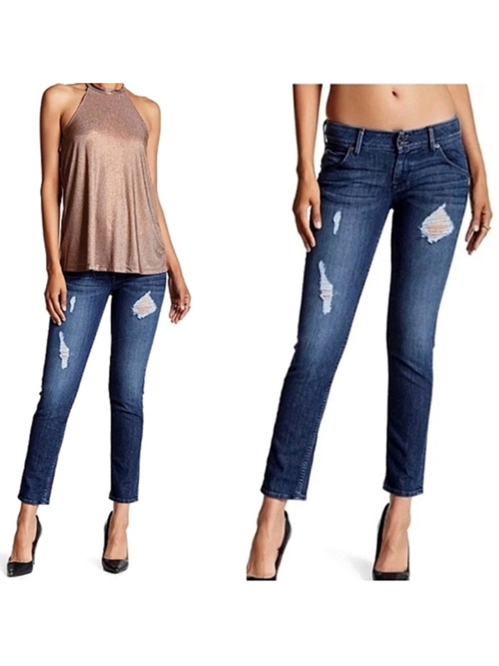 Hudson Collin Ankle Midrise Skinny Jeans Distressed  Samtosa Blue Size 29 NEW